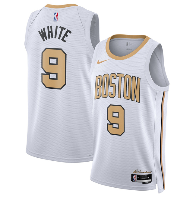 Men's Boston Celtics #9 Derrick White White 2025/26 City Edition Stitched Basketball Jersey